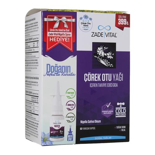 Zade Vital Çörek Otu Yağı 60 Kapsül + Nigefix Sprey 10 ml