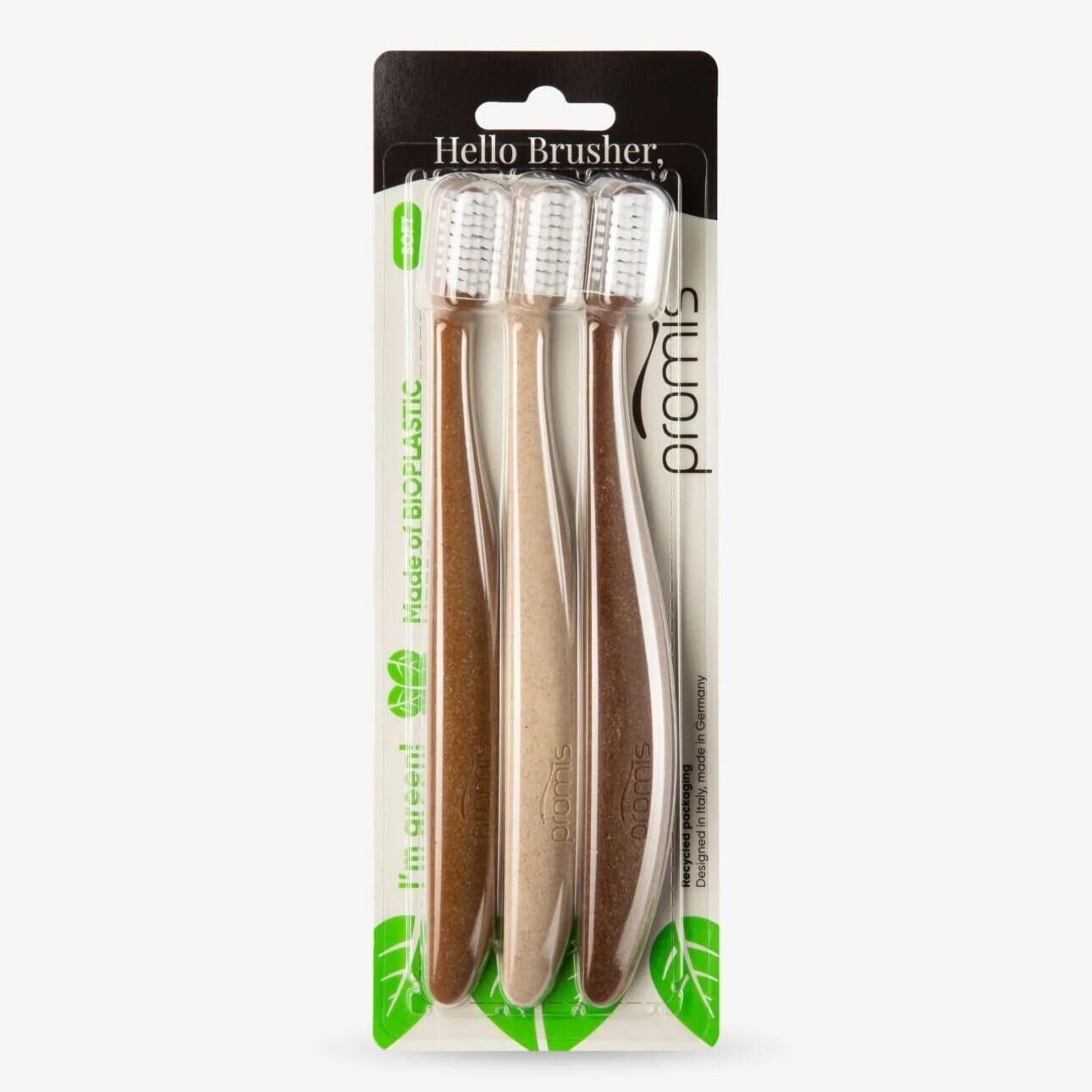 Promis Wood Lowe Koyu Renkli 3'lü Diş Fırçası