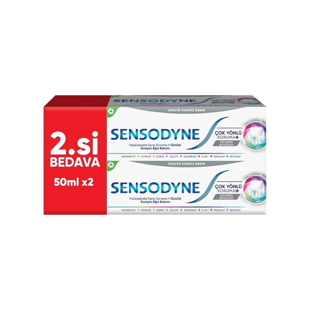 Sensodyne Diş Macunu Çok Yönlü Koruma Gelişmiş Beyazlık 50 ml 2li