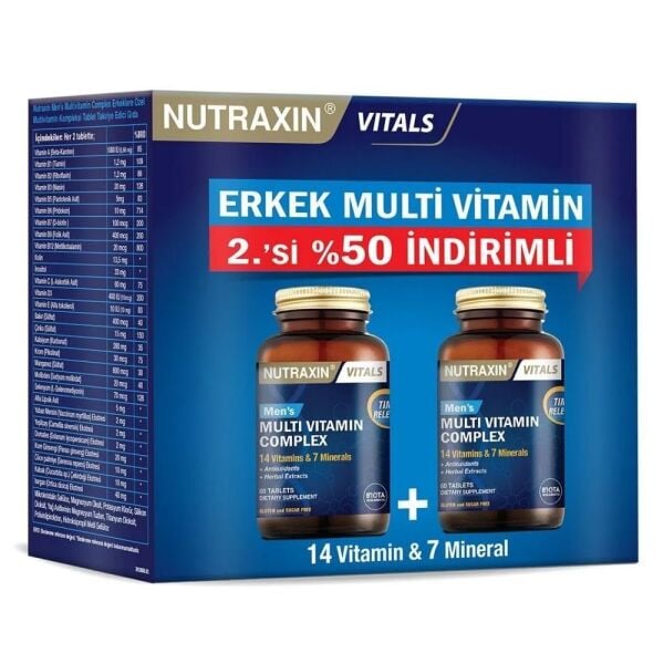 Nutraxin Multivitamin Erkek 120 Tablet - 2.si % 50 İndirimli