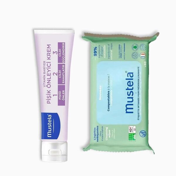 Mustela Vitamin Barrier 1-2-3 Cream 100ml + Kompost Edilebilir Islak Mendil 60 Yaprak