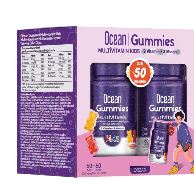 Ocean Gummies Multivitamin Kids 60 Çiğnenebilir Jel Form 2'li Paket