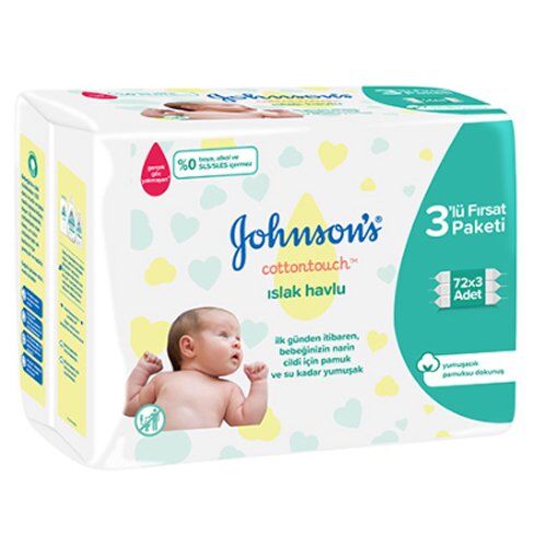 Johnson's Baby Cotton Touch 3'lü 72 Yaprak Islak Mendil