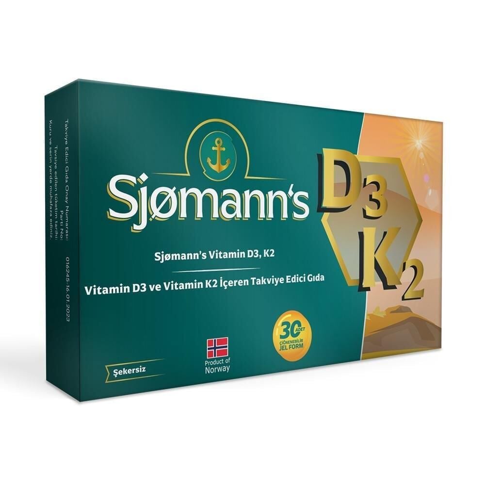Sjomann’s Vitamin D3 ve K2 İçeren Takviye Edici Gıda 30 Adet Çiğnenebilir Jel Form