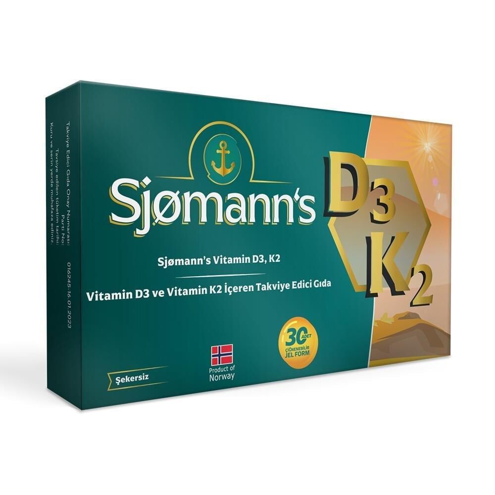 Sjomann’s Vitamin D3 ve K2 İçeren Takviye Edici Gıda 30 Adet Çiğnenebilir Jel Form