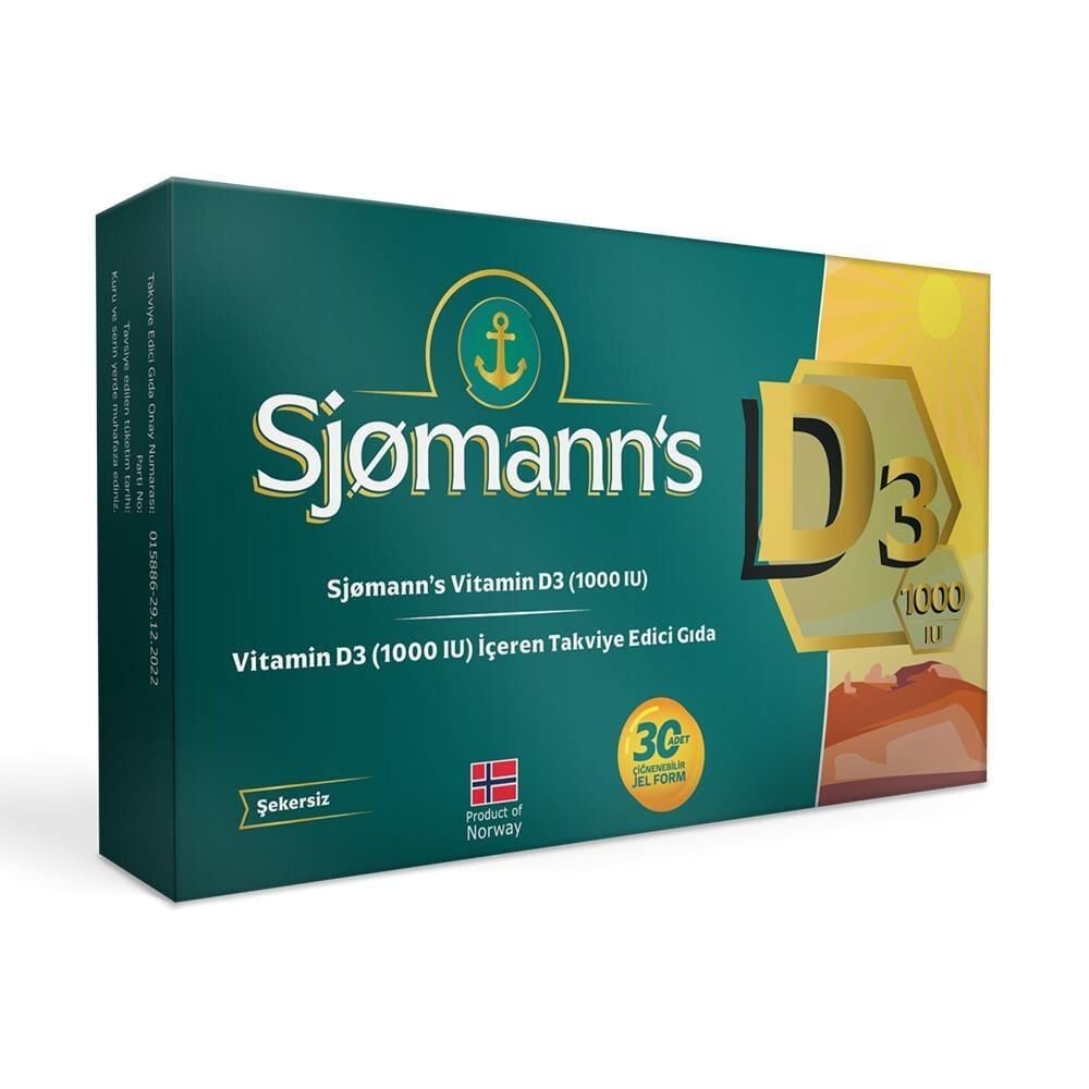 Sjomann’s Vitamin D3 1000 IU İçeren Takviye Edici Gıda 30 Adet Çiğnenebilir Jel Form
