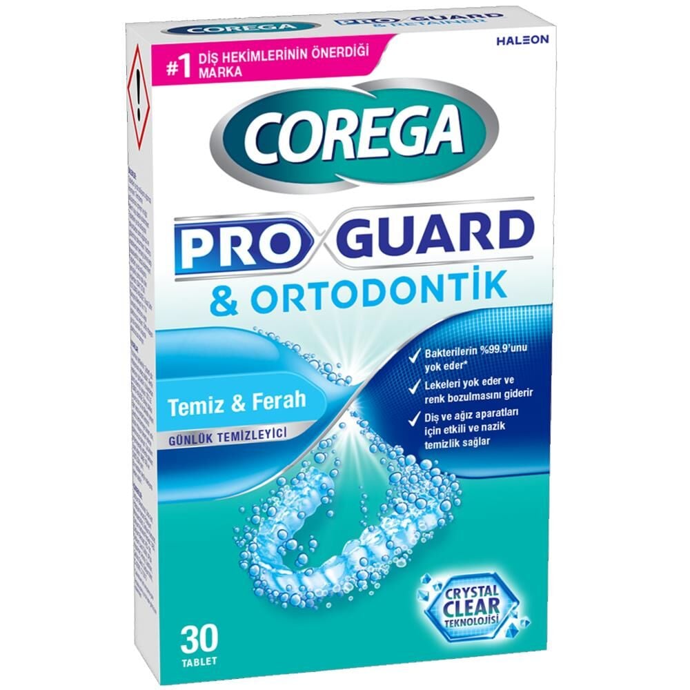 Corega Pro Guard Ortodontik Günlük Temizleyici Tablet 30 Tablet