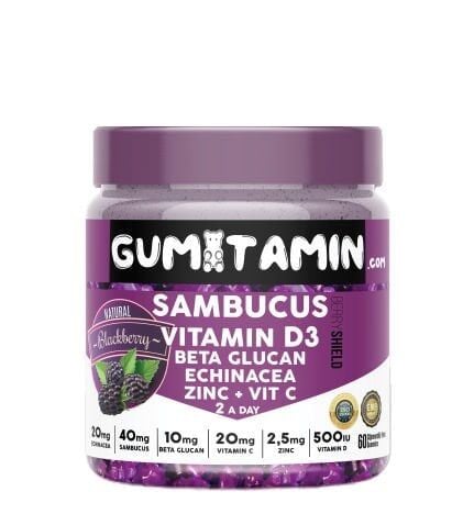 Gumitamin Sambucus Vitamin D3 Beta Glucan Zinc + Vit C 60 Gummies