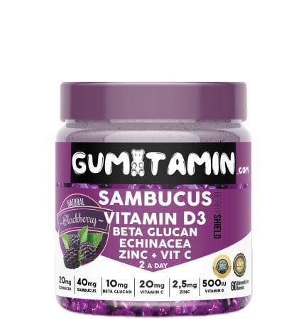 Gumitamin Sambucus Vitamin D3 Beta Glucan Zinc + Vit C 60 Gummies