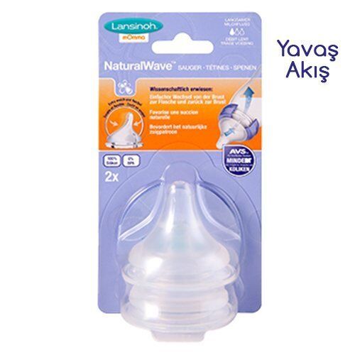 Lansinoh Natural Wave Biberon Emziği 2 li Yavaş Akış
