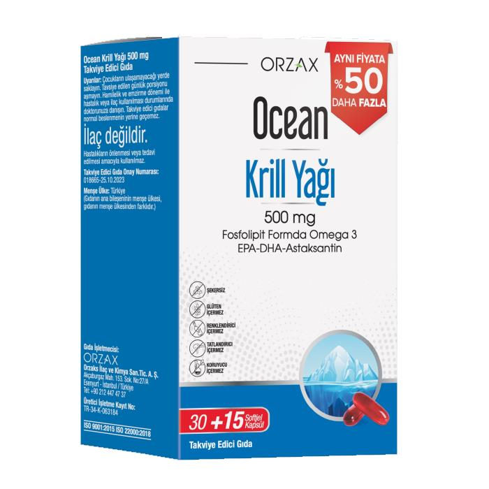 Ocean Krill Oil 500 mg 45 Kapsül