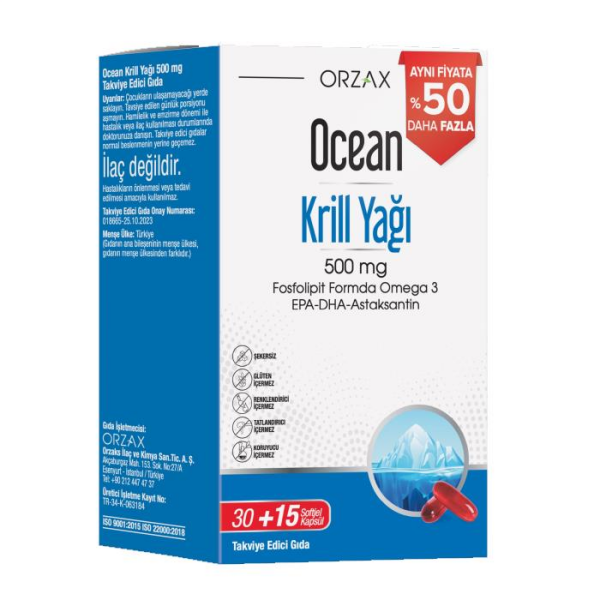 Ocean Krill Oil 500 mg 45 Kapsül