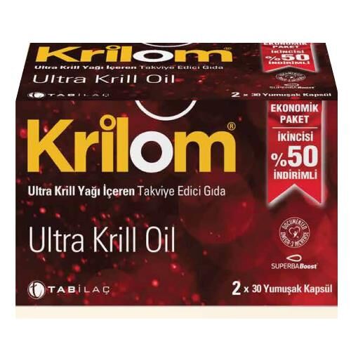 Krilom Ultra Krill Oil 30 Yumuşak Kapsül x 2 Ekonomik Paket