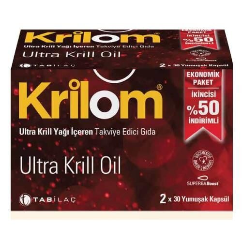 Krilom Ultra Krill Oil 30 Yumuşak Kapsül x 2 Ekonomik Paket