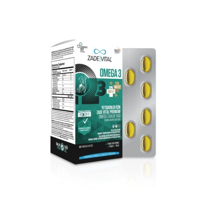 Zade Vital Premium Omega 3 Balık Yağı Yetişkinler İçin 50 Kapsül