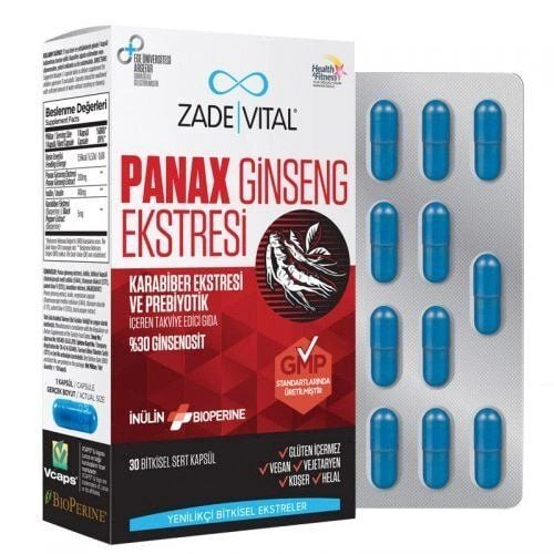Zade Vital Karabiber Ekstresi ve Prebiyotik İçeren Takviye Edici Gıda 30 Bitkisel Kapsül