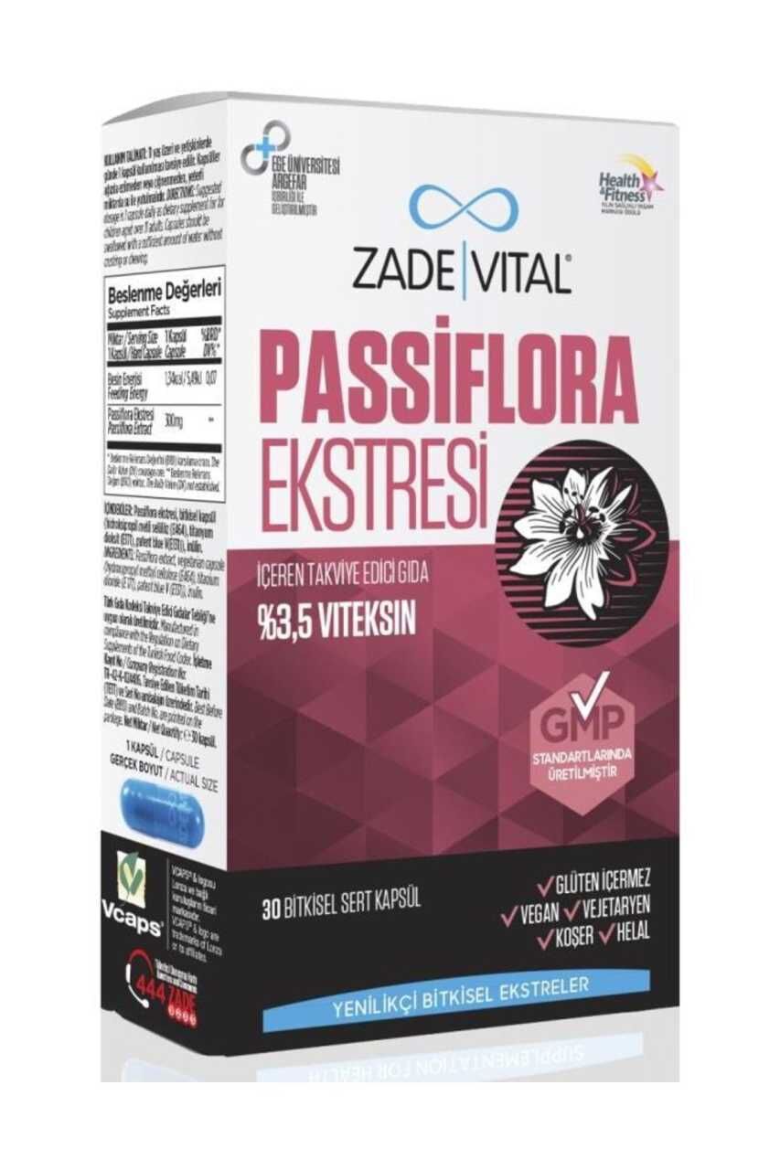Zade Vital Passiflora Ekstresi İçeren Takviye Edici Gıda 30 Bitkisel Kapsül
