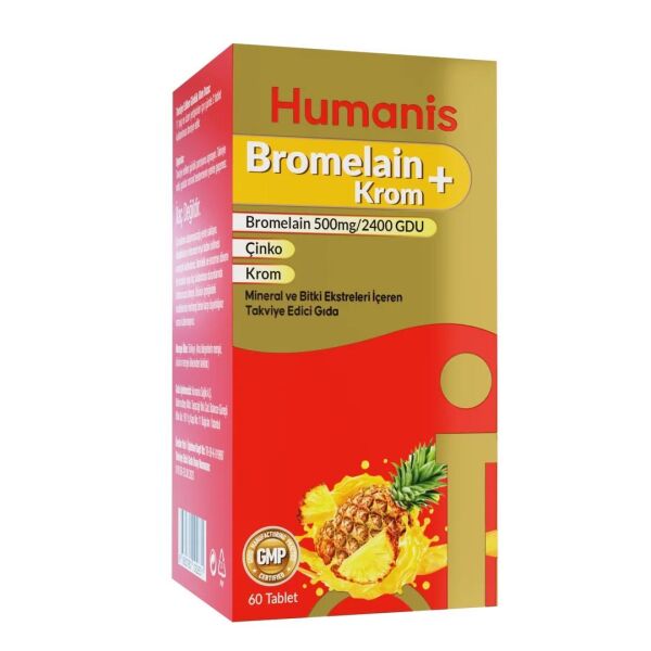 Humanis Bromelain+Krom Mineral ve Bitki Ekstreleri İçeren Takviye Edici Gıda 60 Tablet