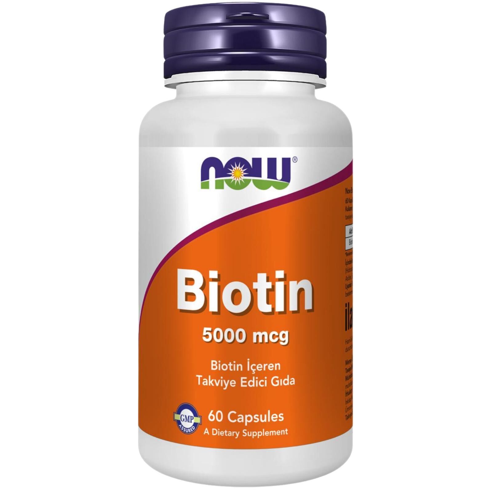 Now Biotin 5000 mcg Biotin İçeren Takviye Edici Gıda 60 Kapsül