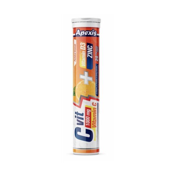 Apexis C Vitamini 1000 mg D3 Zinc 20 Efervesan Tablet