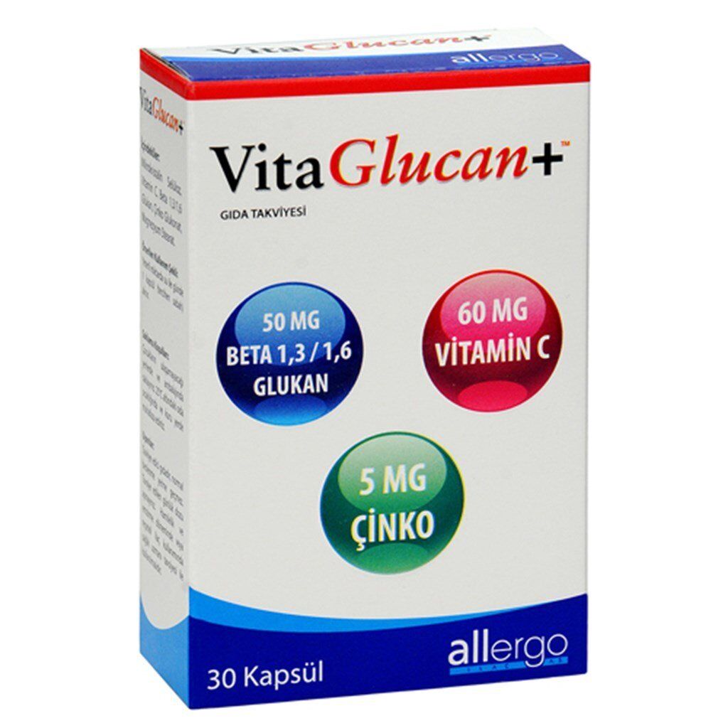 Vitaglucan+ Gıda Takviyesi 30 Kapsül (Beta Glukan, Vitamin C, Çinko)