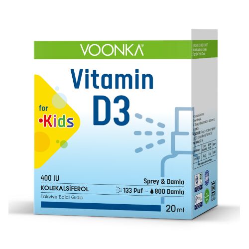 Voonka Kids Vitamin D3 400IU Sprey Damla 20ml