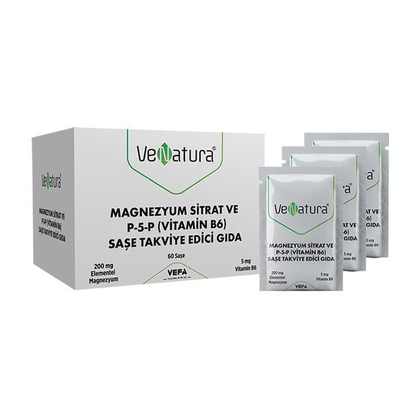 Venatura Magnezyum Sitrat ve P-5-P (Vitamin B6) 60 Saşe