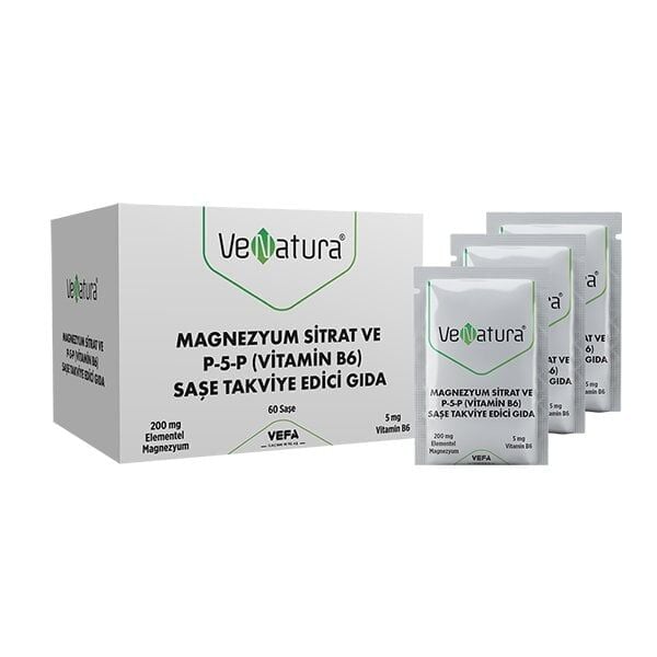 Venatura Magnezyum Sitrat ve P-5-P (Vitamin B6) 60 Saşe