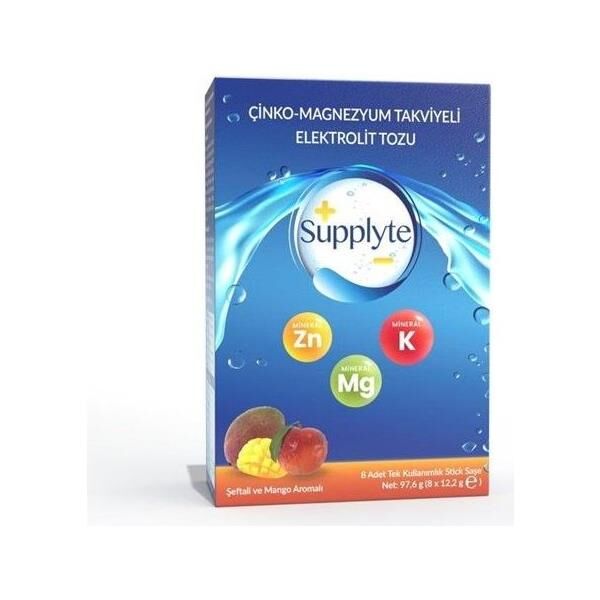 Supplyte Çinko Magnezyum Takviyeli Elektrolit Saşe Şeftali Mango Aromalı 8'li