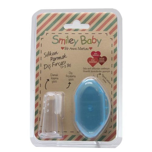 Smiley Baby Parmak Diş Fırçası Mavi 0-3 Ay
