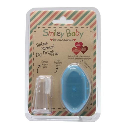 Smiley Baby Parmak Diş Fırçası Mavi 0-3 Ay
