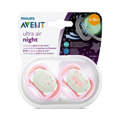 Philips Avent Gece Emzik SCF376/22 6-18 m Ultra Air Karanlıkta Parlar - Kız