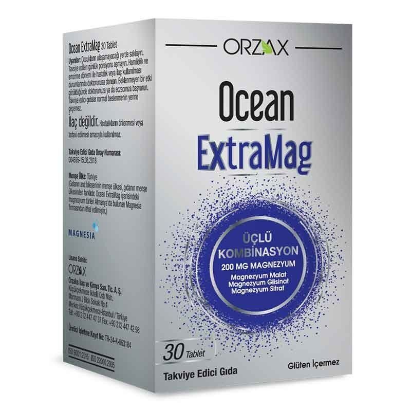 Ocean ExtraMag Üçlü Kombinasyon Takviye Edici Gıda 30 Tablet