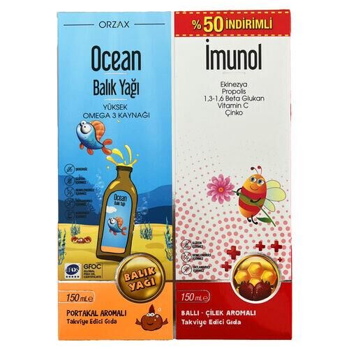 Ocean Balık Yağı Portakal Aromalı 150ml + imunol Şurup 150 ml