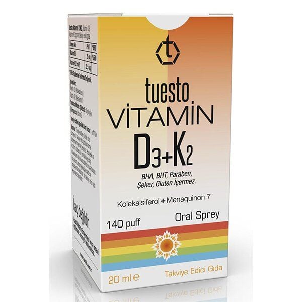 Tuesto Vitamin D3 + K2 20ml 140 Puf Oral Sprey