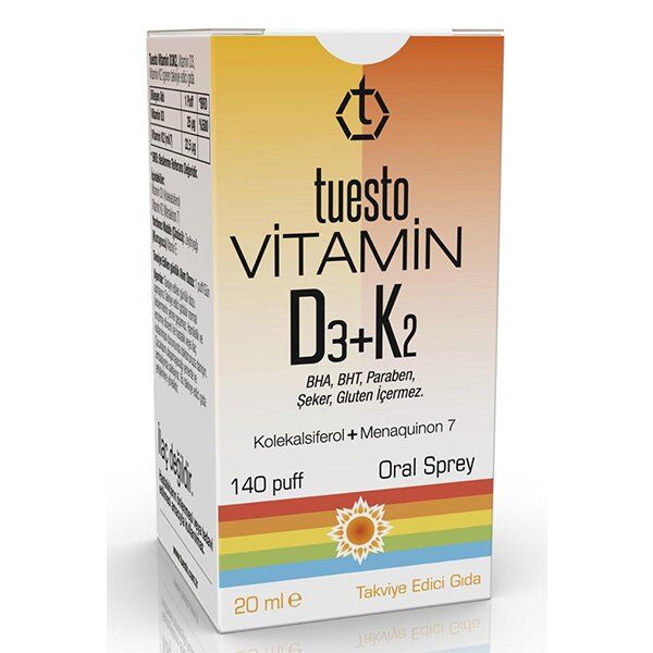 Tuesto Vitamin D3 + K2 20ml 140 Puf Oral Sprey