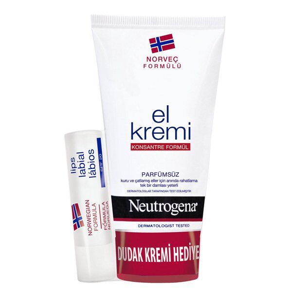 Neutrogena Parfümsüz El Kremi 75ml ve Dudak Nemlendirici Hediyeli Set