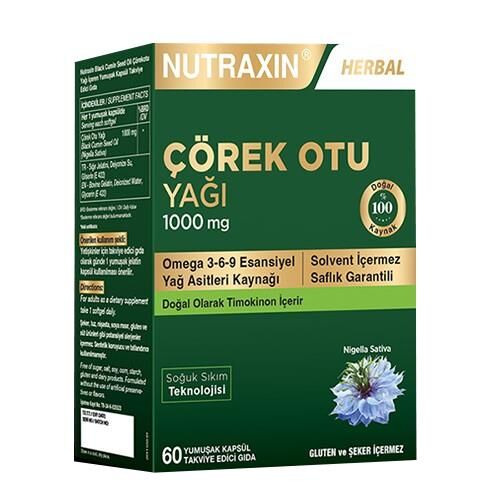 Nutraxin Çörek Otu Yağı 1000mg 60 Kapsül