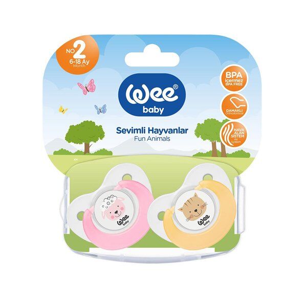 Wee 320 Sevimli Hayvanlar Damakli Emzik 2 li No: 2