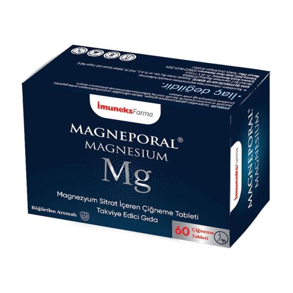 İmuneks Farma Magneporal Magnesium 60 Çiğneme Tableti