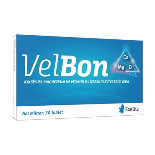 Velbon Kalsiyum Magnezyum ve Vitamin D3 30 Tablet