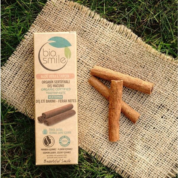 Bio Smile Organik Diş Macunu Aloe Vera-Tarçın Araomalı Diş Macunu 50ml