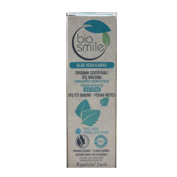 Bio Smile Organik Diş Macunu Aloe Vera-Nane Araomalı Diş Macunu 50ml