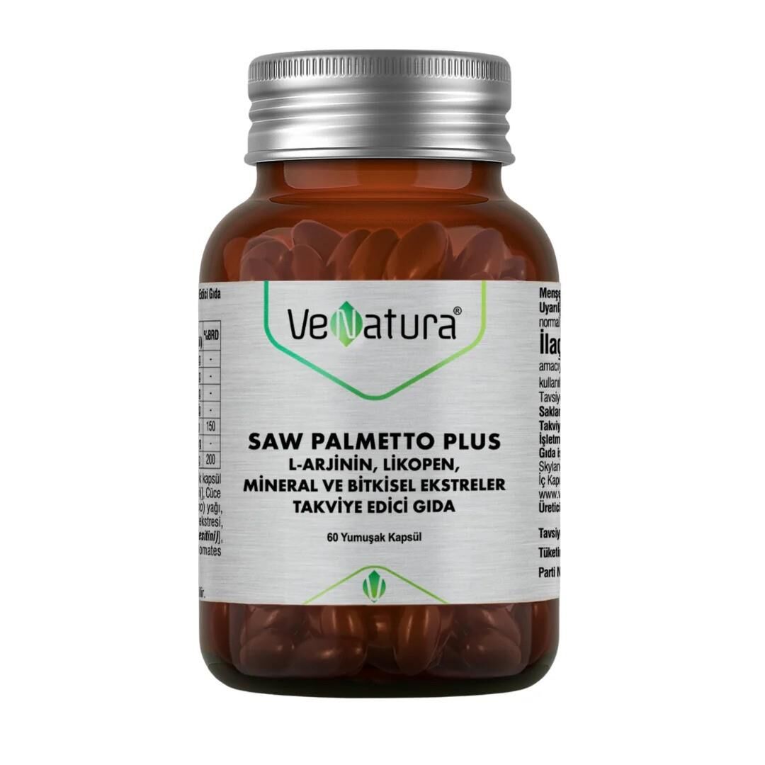 Venatura Saw Palmetto Plus L-Arjinin Likopen Mineral ve  Bitki Ekstreleri 60 Kapsül