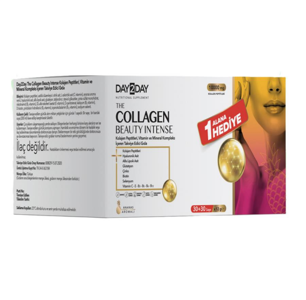 Day2Day The Collagen Beauty Intense Ananas Aromalı 30 + 30 Saşe - 1 Alana 1 Hediye