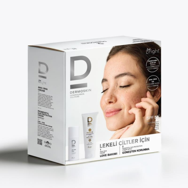 Dermoskin Be Bright AHA/BHA Krem + Pigmentyl Sun Protection Cream SPF50