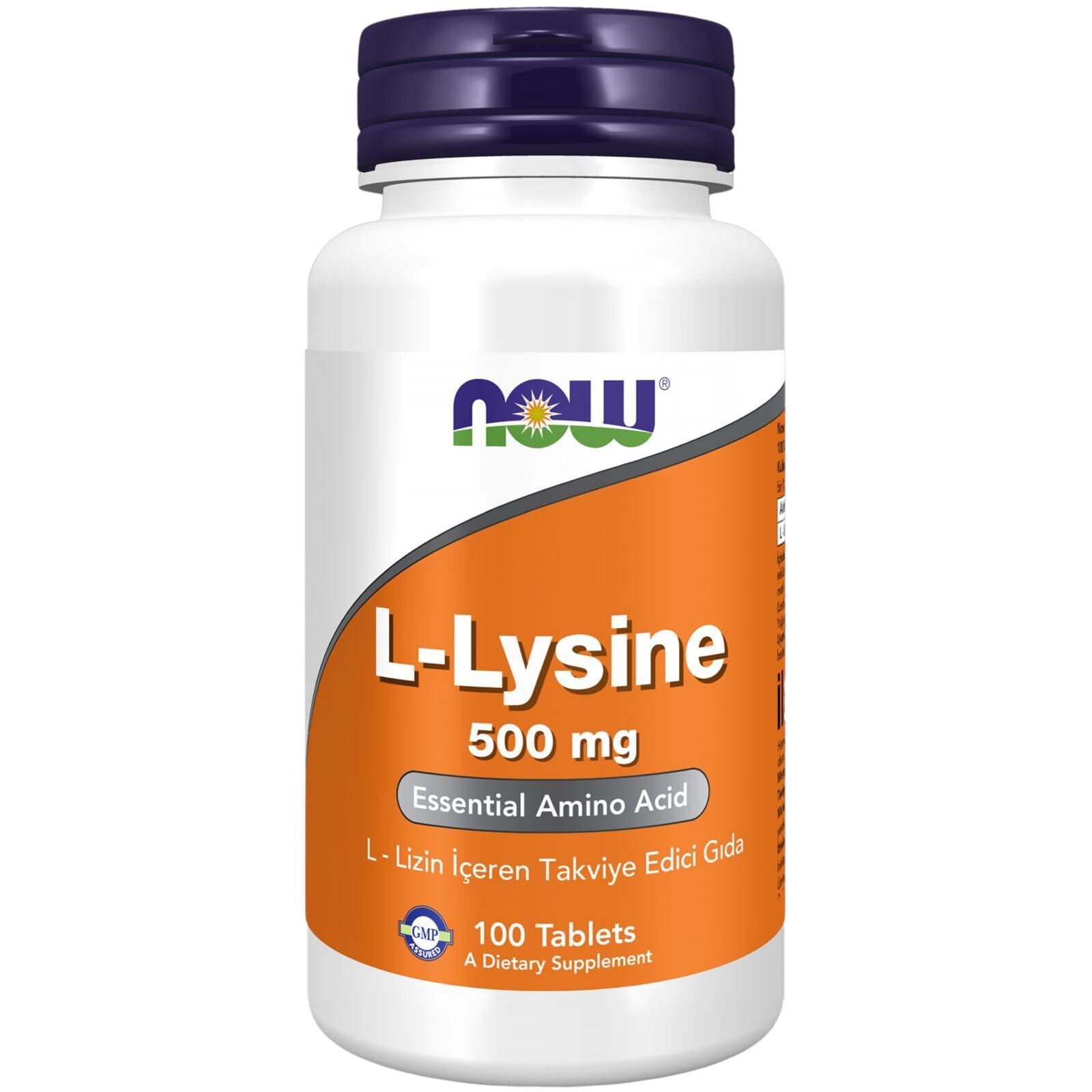 Now L-Lysine 500 mg / L-Lizin İçeren Takviye Edici Gıda 100 Tablet