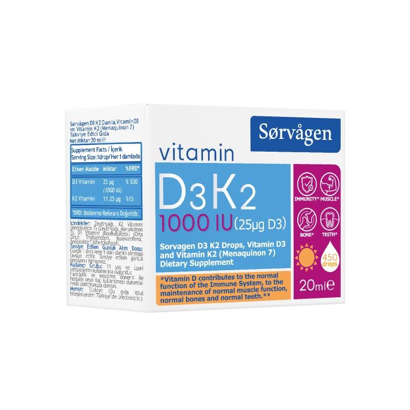 Sorvagen D3K2 Damla 1000 IU 20 ml