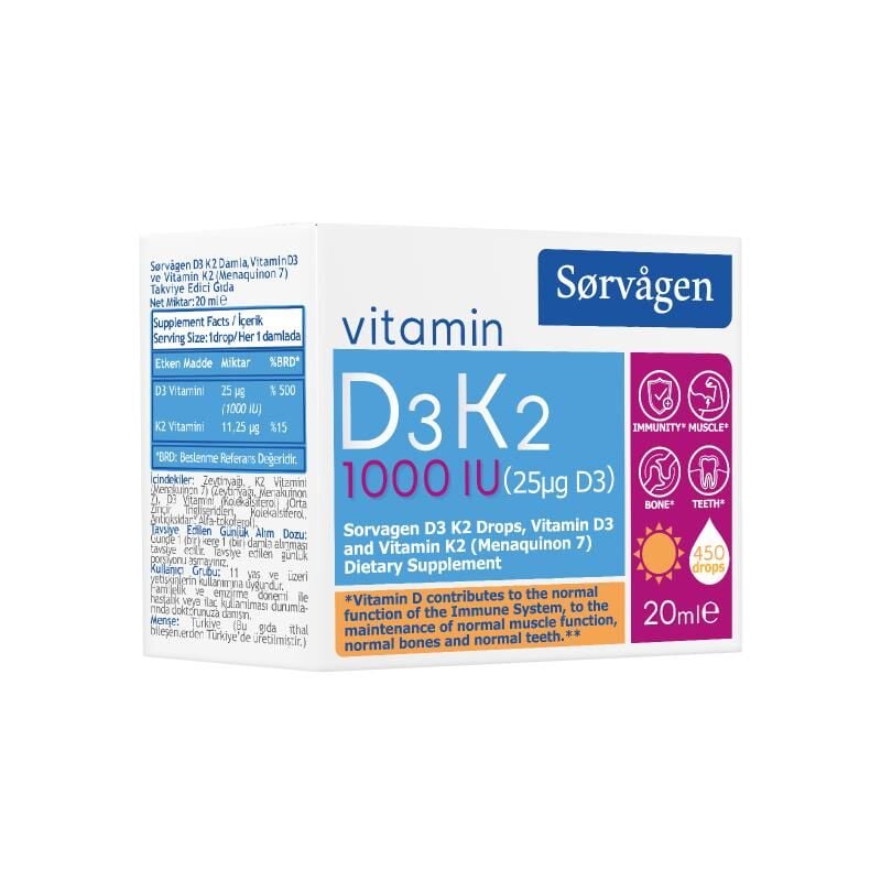 Sorvagen D3K2 Damla 1000 IU 20 ml