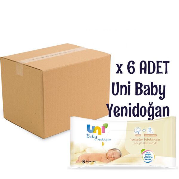 Uni Baby Yenidoğan Islak Pamuk Mendil 6 lı